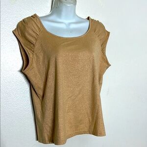 Jones New York Gold Ruffled Sleeveless Blouse